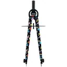 Циркуль металевий Kite з грифелем у футлярі 16.5 см чорний з принтом (K24-415-3)