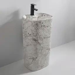 Умивальник підлоговий Mixxus Premium Diverse-1101 marble 460x380x840 мм з отвором під змішувач та пер MP6575, Мармур - мініатюра 3