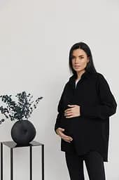 Сорочка вельветова для вагітних та годуючих мам Varna розмір S-М Lullababe Чорний - мініатюра 2