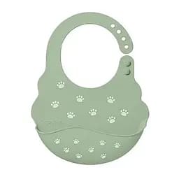 Нагрудник BabyOno Следы, мягкий, с регулируемой застежкой, хаки (829/06)