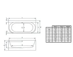 Ванна акрилова Radaway Vanesa 160x75 пристінна, з ніжками та сифоном, Slim-перелив (WA1-71-160x075) - мініатюра 4