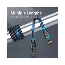 Патч-корд 1м, UTP cat 7 RJ-45 black Vention (IBKBF) - мініатюра 3