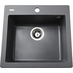 Гранітна мийка Globus Lux Aosta сiрий металiк 490x455мм-А0003