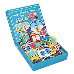 Дитяча дерев'яна іграшка-шнурівка "Транспорт" Bambi MD 1985(Turquoise)