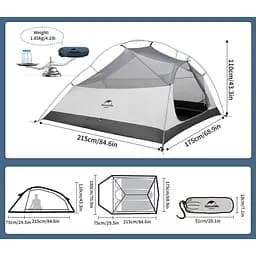 Намет легкий тримісний з футпринтом Naturehike Cloud Up 3 UL NH18T030-TT 20D (Темно-синій) - мініатюра 2