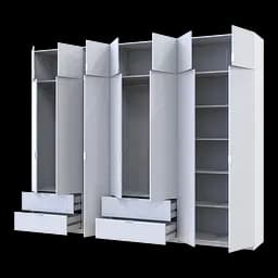 Розпашна Шафа для одягу Doros Лукас Білий 3+4 ДСП 300х50х240 (42005130) - мініатюра 2