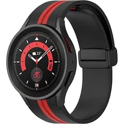 Ремінець для Samsung Galaxy Watch 4 Classic 46mm - чорно-червоний ширина кріплення 20мм силікон Watchbands Cls-line-black (W36-2WB87751991)