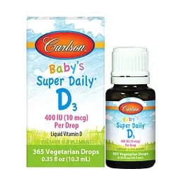 Вітаміни та мінерали Carlson Labs Baby's Super Daily D3 400 IU, 10.3 мл