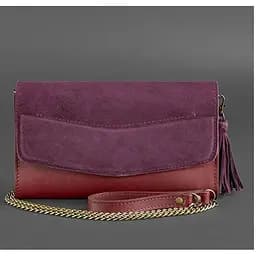 Жіноча шкіряна сумка Еліс бордова Велюр Krast