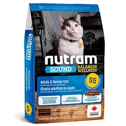 Сухой корм для котов Nutram - S5 Sound Balanced Wellness Adult Cat, курица-лосось, 1,13 кг (67714102710)