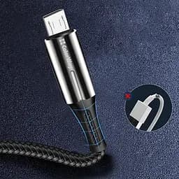 Кабель ColorWay USB - micro USB (M/M), Zinc Alloy + Led, 2.4 А, 1 м, Black (CW-CBUM035-BK) - мініатюра 6