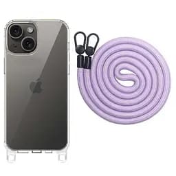 Чохол Epik TPU Transparent with Straps для Apple iPhone 15, 6.1 Light Purple