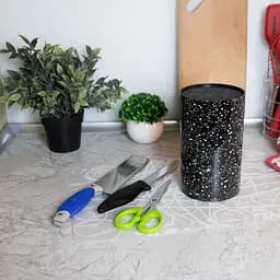 Підставка для ножів з наповнювачем із волокна універсальна Granite Knife Holder, Kitchen Master Чорний 85716 - мініатюра 4
