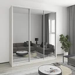 Шкаф-купе трехдверный MebelStar Комбо AL 3 Зеркала 220x60x240 см Аляска серый (MBS-2236)