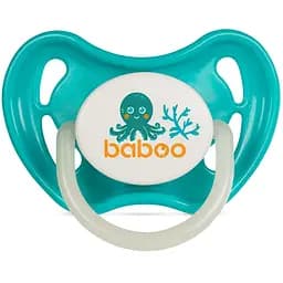 Пустушка кругла Baboo Sea Life, латексна, світиться в темряві, 0+, бірюзова (5-043)