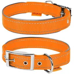 Ошейник для собак Dog Extreme из нейлона двойной со светоотражающей вставкой ширина 20 мм длина 30-40 см оранжевый