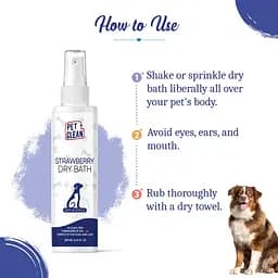 Сухий шампунь Pet Clean Dry Bath Strawberry для домашніх тварин з ароматом полуниці 250 мл - мініатюра 5
