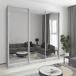 Шкаф-купе трехдверный MebelStar Комбо AL 3 Зеркала 250x45x240 см Бетон (MBS-2221)