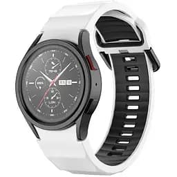 Ремінець для Samsung Galaxy Watch 5 Pro 45mm - біло-чорний ширина кріплення 20мм силікон розмір L Watchbands Ribbed (W11-6WB60253069)