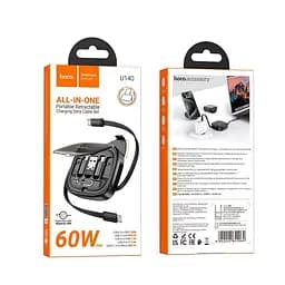 Кабель Hoco Retractable charging data Cable set U140 0.95 м PD27/60W 3A - мініатюра 2