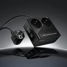 Мережевий зарядний пристрій подовжувач Hoco AC27 USB/2 Type-C PD 30W 2 розетки 2m чорний - мініатюра 2