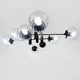Люстра стельова в хромованому корпусі на 8 прозорих плафонів Ø 85 см | Арт. 51797/8 CH+BK+CL | Line F