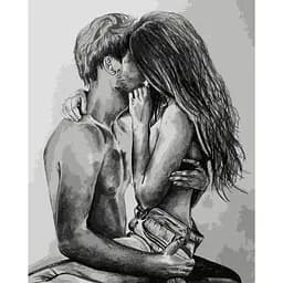Картина по номерам Strateg Любовь карандашом в Ч/Б без подрамника размером 40х50 см (BR009)