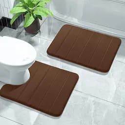 Набір 2 килимки для ванної Aquarius з ефектом пам'яті 40х60 см, U-подібний 50х50 см Коричневий у смужку
