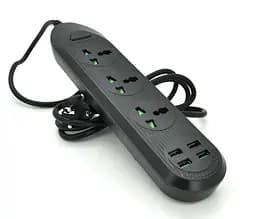 Сетевой фильтр Voltronic ТВТ16, 3 розетки + 4 USB, 2 м, сечение 3х0,75мм, 3000W, Black - мініатюра 1