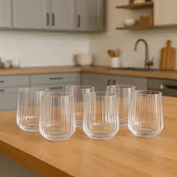 Набір склянок для напоїв фігурних ребристих 450 мл 6 штук, прозорий TS Kitchen HP98 - мініатюра 3