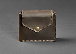 Кожаный портмоне 4.2 на кнопке темно-коричневый Crazy Horse