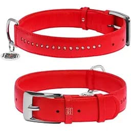 Ошейник для собак Waudog Glamour кожаный с QR паспортом, двойной со стразами, XS, Ш 15 мм, Дл 27-36 см (4823089318486)