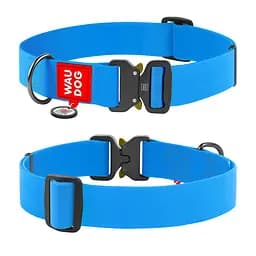 Ошейник для собак водостойкий Waudog Waterproof с QR-паспортом металлическая пряжка-фастекс Ш 40 мм Д 46-70 см голубой