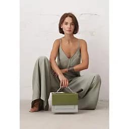 Жіноча шкіряна сумка Grace оливковий/сірий