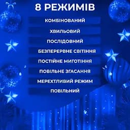 Гірлянда-штора Роса 200 LED розмір 3*2 м, синій GarlandoPro 173302BL - мініатюра 7
