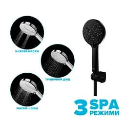 Душовий набір Drop MULTI120-3BL+SET (лійка для душу + шланг + кріплення), чорний - мініатюра 2