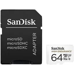 Карта памяти Sandisk 64GB microSDXC C10 UHS-I U3 V30 R100/W40MB/s High Endurance (SDSQQNR-064G-GN6IA)