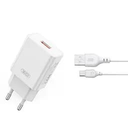Мережевий зарядний пристрій XO L127 USB-A QC18W Fast Charging Charger with Type-C cable Білий - мініатюра 3