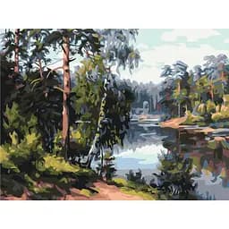 Картина по номерам на подрамнике Brushme Живописное озеро в лесу