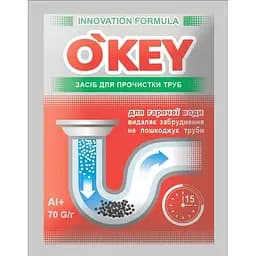 Средство гранулированное для прочистки труб O'key для горячей воды, 70 г
