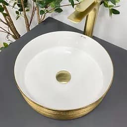Умивальник VBI Prato gold white накладний VBI-011408, Золотий - мініатюра 4