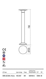 Стовпчик AURA ST H70 LED 8W IP65 DG 3000K (4.1.2) Redo 90374 - мініатюра 3