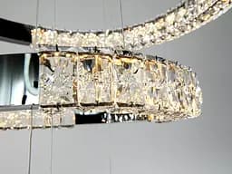 Підвісна LED люстра Diasha 7968/600+400+200BHR хром із трьома кришталевими кільцями та пультом - мініатюра 4