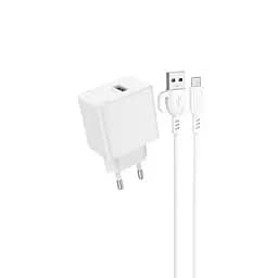 Сетевое зарядное устройство для Borofone BAS12A Erudite single port 18W/QC3.0/1USB + Micro белый