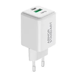 Мережевий зарядний пристрій ArmorStandart AR371 30W GaN Type-C + USB-A White (ARM77549)