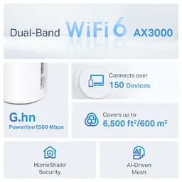 TP-Link Система WiFi-Mesh Deco PX50 AX3000, 3xGE LAN/WAN, 3 мод, Powerline G1500 - мініатюра 4