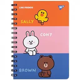 Блокнот Yes Line Friends А5 cпіраль 80 аркушів з гумкою (151770)