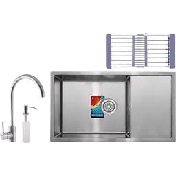 Набір Mixxus SET-7844-200x1.0-Satin (мийка+змішувач+диспенсер+сушіння для посуду) (MX0582)