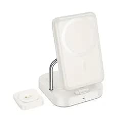 Бездротовий ЗП HOCO CQ16 Astute 4-in-1 power bank+desktop charger+watch charger 10000mAh молочно-білий - мініатюра 4