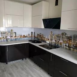 Кухонний фартух Золоте місто вініловий ПВХ наклейка для кухні сірий 60х250 см Happy Pocket Z180247 - мініатюра 5